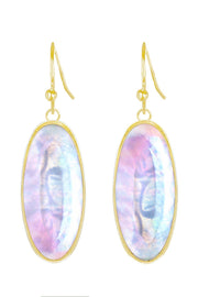 Mother Of Pearl Quartz Oval Drop Earrings - GF