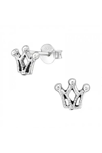 Sterling Silver Crown Ear Studs - SS