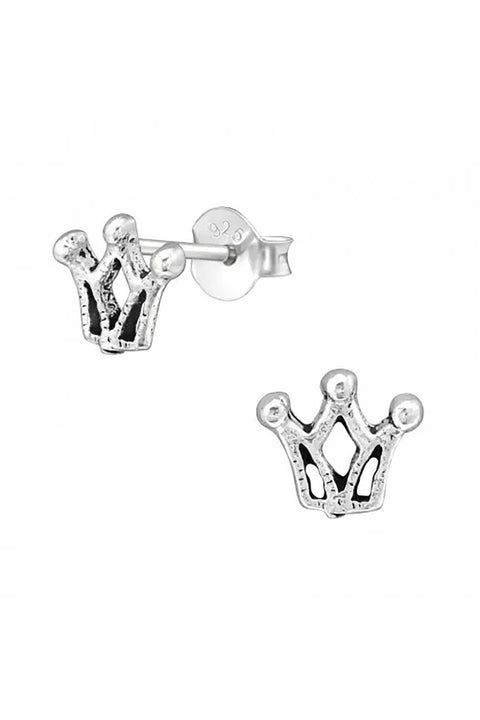 Sterling Silver Crown Ear Studs - SS