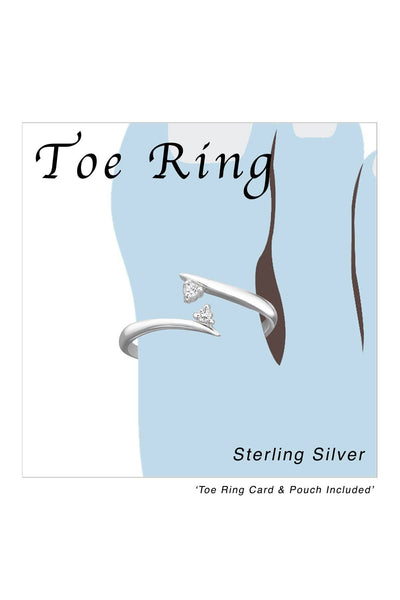 Sterling Silver Converge Adjustable Toe Ring With CZ - SS