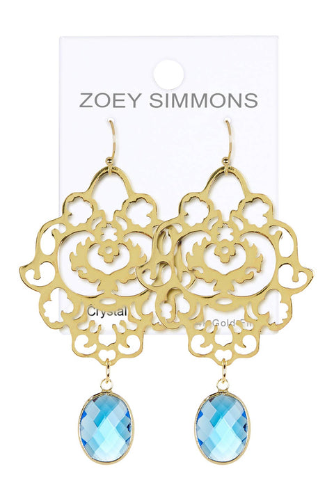 Blue Crystal Statement Earrings - GF