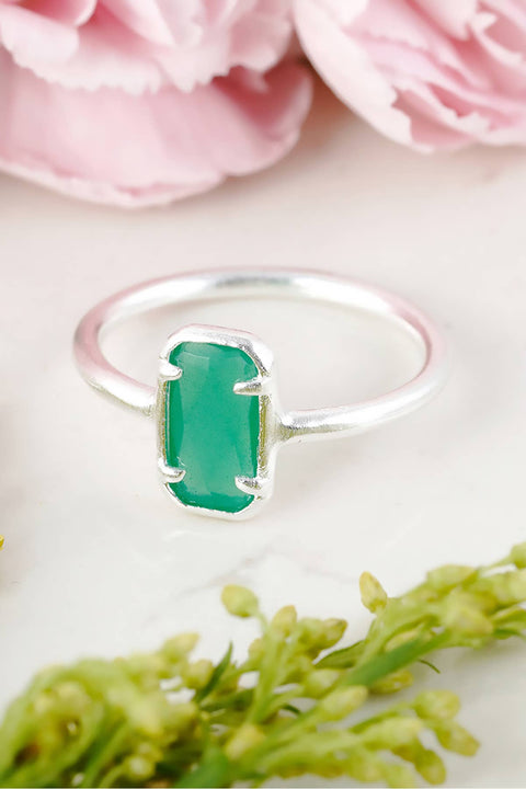Green Chalcedony Crystal Cab Ring - SF
