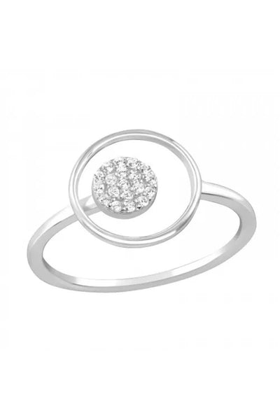 Sterling Silver Round Halo Ring With CZ - SS