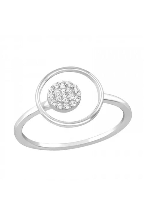 Sterling Silver Round Halo Ring With CZ - SS