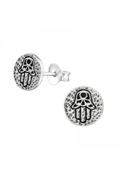 Sterling Silver Hamsa Ear Studs - SS