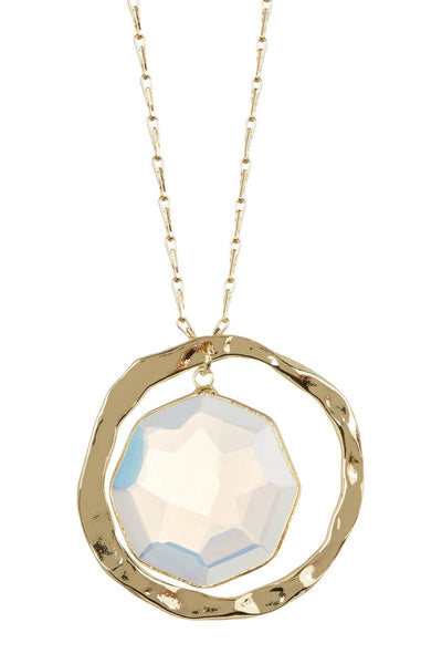 Moonstone Crystal Framed Briolette Orbit Necklace - GF