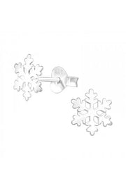 Sterling Silver Laser Cut Snowflake Ear Studs - SS
