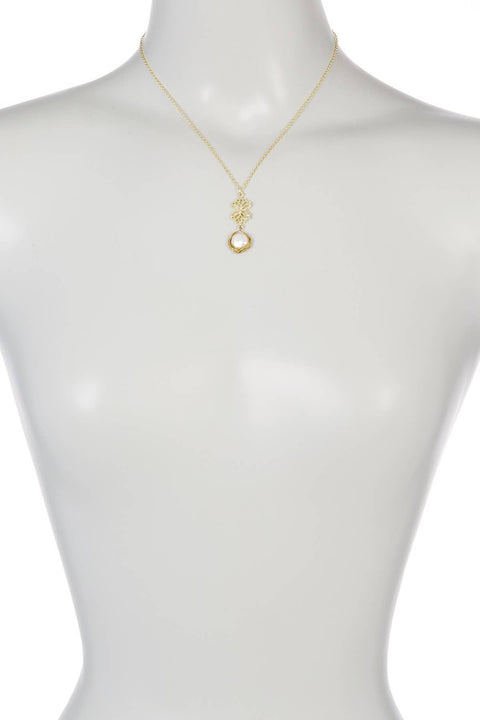 Lotus & Pearl Pendant Necklace - GF
