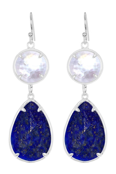 Lapis With Pearl Drop Earrings - SF