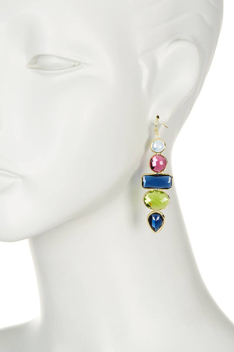 London Blue Crystal & Mixed Crystal Drop Earrings - GF