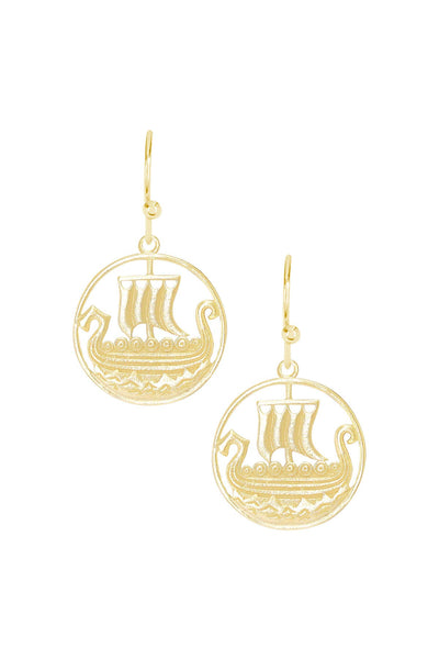 Viking Ship Drop Earrings - GF