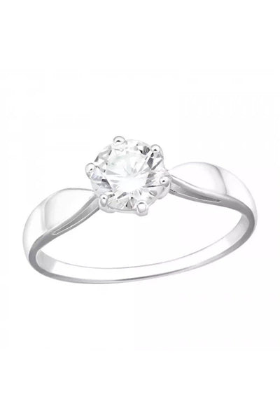 Sterling Silver Solitaire CZ Ring - SS