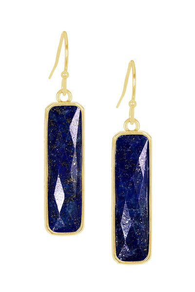 Lapis Rectangle Drop Earrings - GF