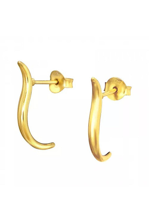 Sterling Silver Long Wave Ear Studs - VM