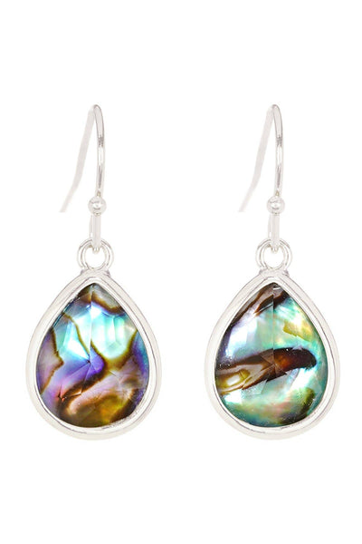 Abalone Quartz Teardrop Earrings - SF