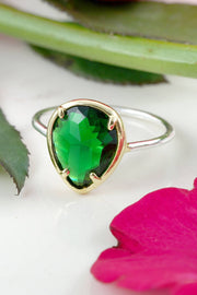 Emerald Crystal Teardrop Ring - SF