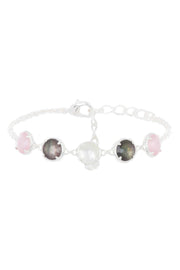 Mother Of Pearl Quartz Doublet Station Bracelet - SF