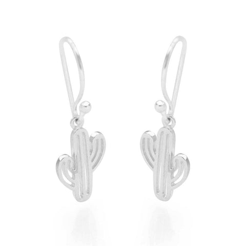 Sterling Silver Cactus Drop Earrings - SS