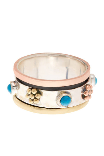 Turquoise & Sterling Silver Spinner Ring - SS