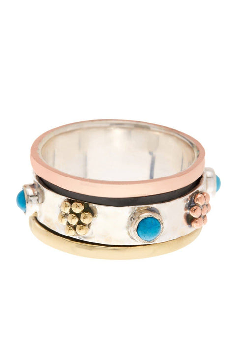 Turquoise & Sterling Silver Spinner Ring - SS