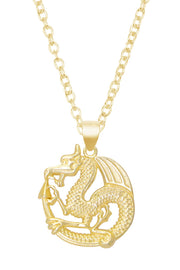 14k Gold Plated Dragon Pendant Necklace - GF