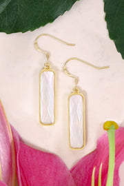 Mother Of Pearl Rectangle Drop Earrings - GF