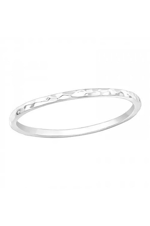 Sterling Silver Hammered Thin Band Ring - SS
