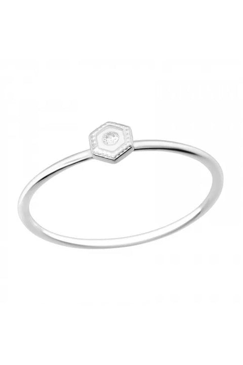 Sterling Silver Stackable Deco Ring With CZ - SS