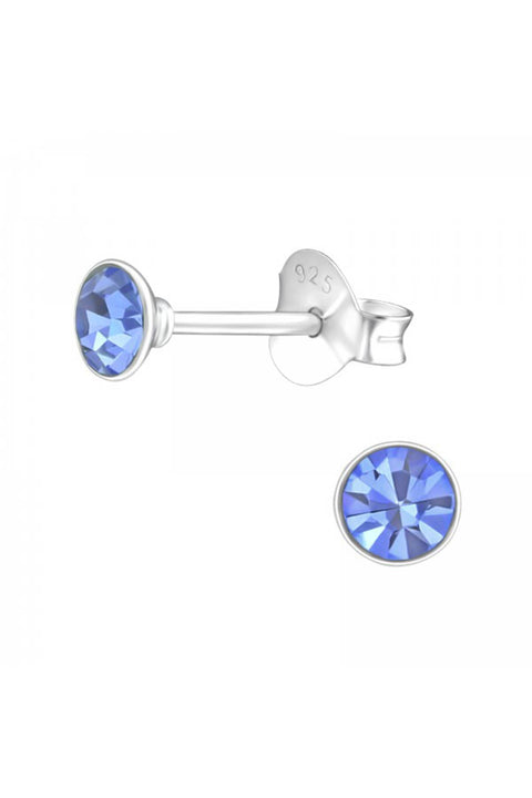 Sterling Silver Round 3.5mm Ear Studs With Crystals - SS