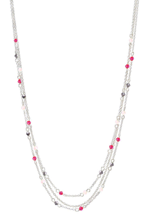 Pink Austrian Crystal Multi Strand Necklace - SF