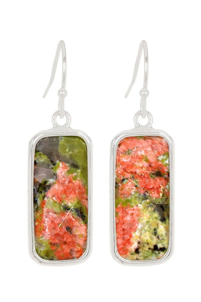 Unakite Rectangle Drop Earrings - SF