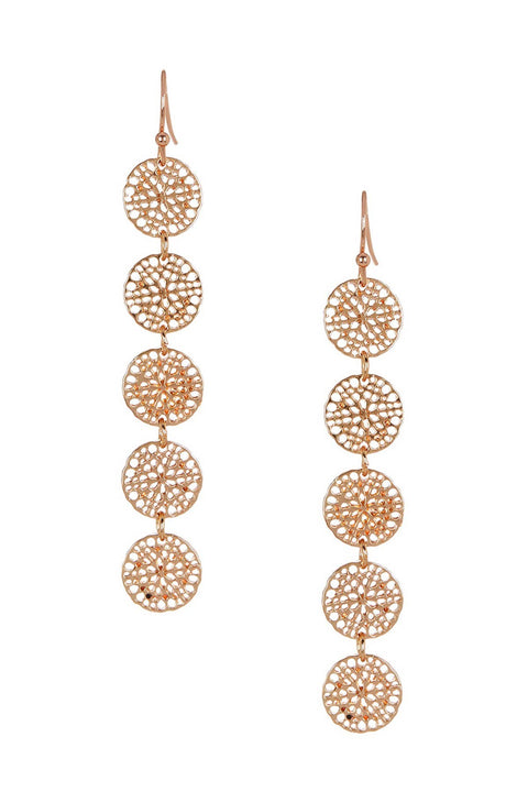 Filigree Disc Earrings In Rose Gold - SF