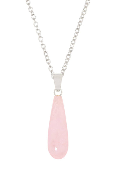 Rose Quartz Teardrop Pendant Necklace - SF