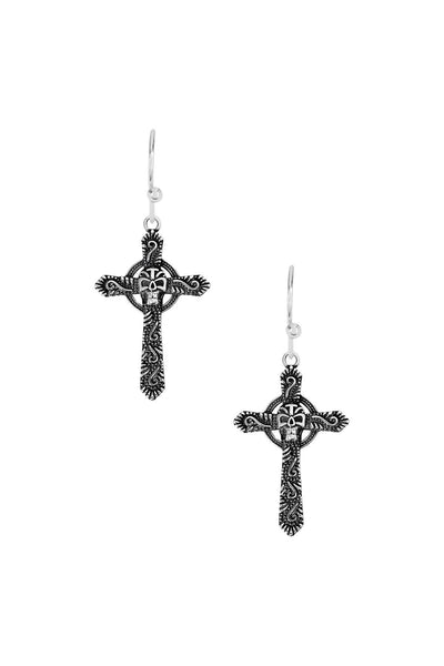 Sterling Silver Celtic Cross Drop Earrings - SS