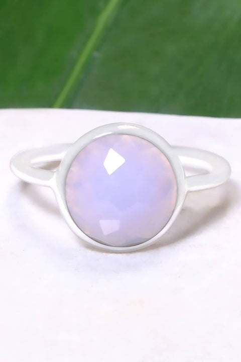 Blue Lace Agate Round Ring - SF