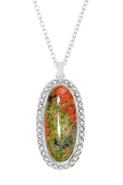 Unakite Halo Pendant Necklace - SF