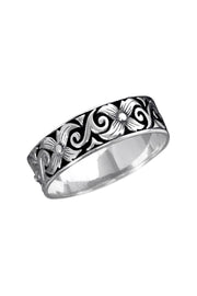 Sterling Silver Flowers Band Ring - SS