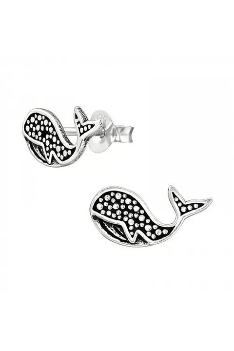 Sterling Silver Whale Ear Studs - SS