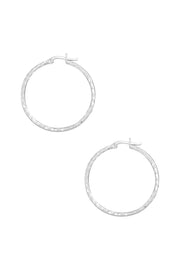 Sterling Silver Hammered Hoop Earrings - SS