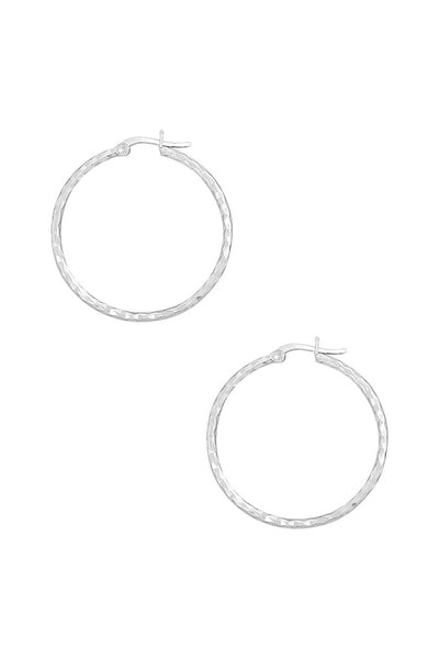 Sterling Silver Hammered Hoop Earrings - SS
