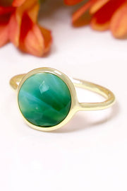 Green Lace Agate Lollipop Ring - GF