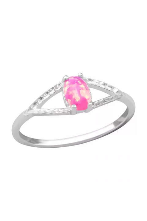 Sterling Silver & Created Opal Bubble Gum Ring - SS
