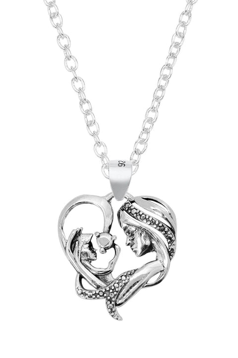 Sterling Silver Mother & Child Pendant Necklace - SS