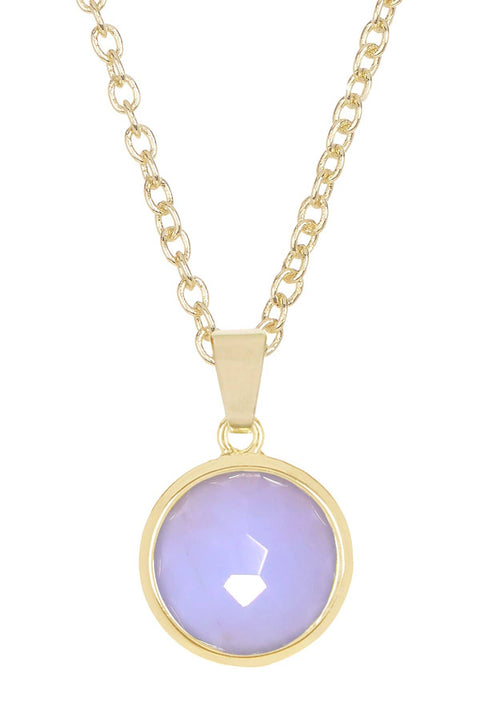 Blue Lace Agate Round Pendant Necklace - GF