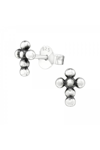 Sterling Silver Cross Ear Studs - SS