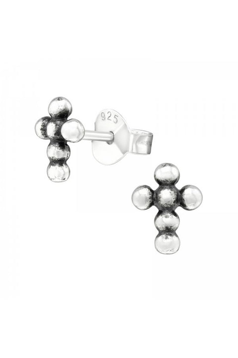 Sterling Silver Cross Ear Studs - SS