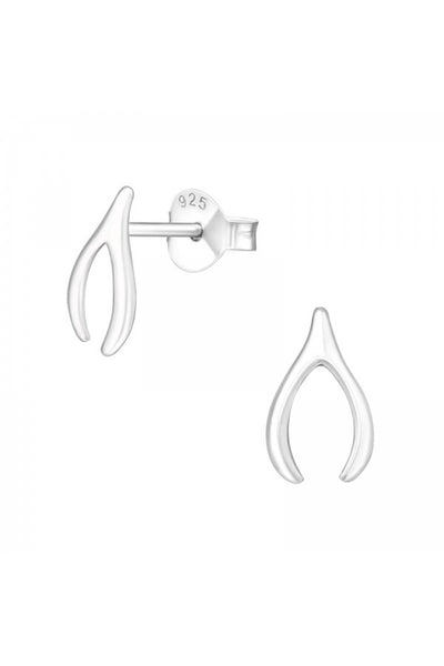 Sterling Silver Wishbone Ear Studs - SS