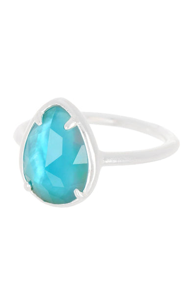 Blue Mother Of Pearl Pear Cut Ring - SF