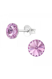 Sterling Silver Geometric Ear Studs With Crystals - SS