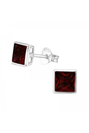 Sterling Silver Square 5mm Ear Studs With CZ - SS